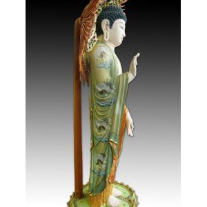 阿弥陀如来 阿弥陀三尊 仏像 截金彩色 木彫り...の詳細画像4