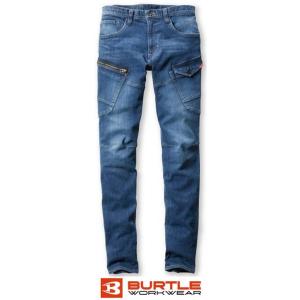 【当日出荷・2021年モデル】 BURTLE バートル デニム クレイジーな ストレッチ カーゴパンツ 5002 S〜4L かんたんすそ上げ申込 作業ズボン かっこいい おしゃれ