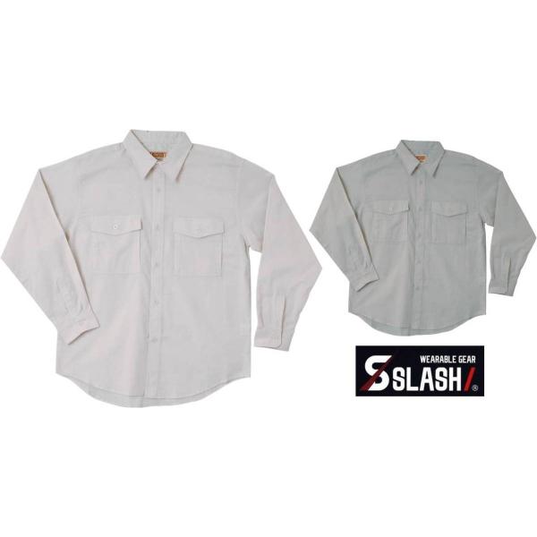 SLASH 長袖シャツ 綿100% シーチング M〜3L かんたん刺繍申込み シンメン 5520 作...