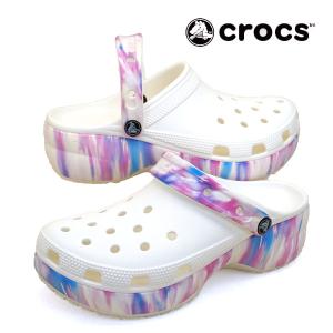 [30％OFF] クロックス crocs CLASSIC PLATFORM DREAM CLOG W 207580-94S クラシック プラットフォーム ドリーム クロッグ 厚底 白マルチ 送料無料