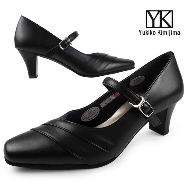 PT5倍！ ユキコ キミジマ Yukiko Kimijima 8436 6cm 黒 ストラップパンプ...