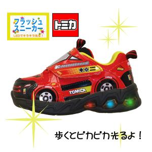 トミカ TOMICA 10669 光るスニーカー ファイアー レスキュー 消防車 ベルクロ マジックベルト 赤 運動靴 キッズ｜masuya92