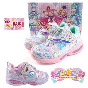 光るスニーカー わんだふるぷりきゅあ！ わんぷり 3818 運動靴 ベルクロ マジックベルト ピンク 通園 子供靴 フラッシュスニーカー キッズ 送料無料