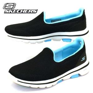 スケッチャーズ SKECHERS GOwalk 5 - FANTASY 124038 BKTQ ゴーウォーク 5 ファンタジー 黒/青 スリッポン ウォーキング スニーカー レディース