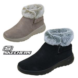 スケッチャーズ SKECHERS ON-THE-GO JOY - FIRST GLANCE 144041 BKGY DKTP オンザゴー ジョイ フェイクファー ショートブーツ 防寒 撥水 レディース