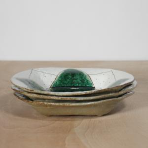【織部・粉引 花深皿】s206 和食器 陶芸 ...の詳細画像5