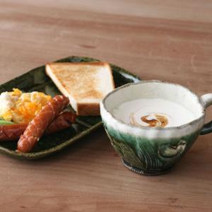 ■織部スープカップ＋小判皿■