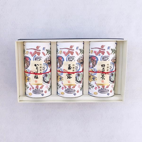 玉露200g缶入・特上煎茶200g缶入・かりがね180g缶入 A-121　お中元 お茶 緑茶 日本茶...