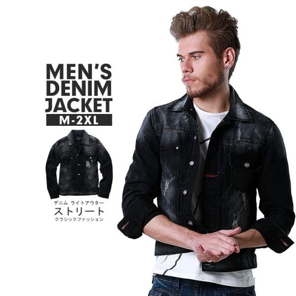 予約販売 ジャケット メンズ デニム ライトアウター ブラック 黒 スプリング アウター 春服 春物...