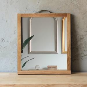 ウッドフレームミラー【新品未使用/鏡/アンティーク/ナチュラル/シャビー】 ウッドハンドミラー【ウォールナットブラウン】ミラー 鏡 1面鏡