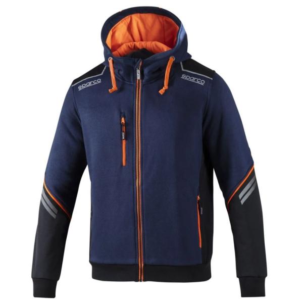 SPARCO（スパルコ） パーカー TECH HOODED FULL ZIP ネイビーxオレンジ S...