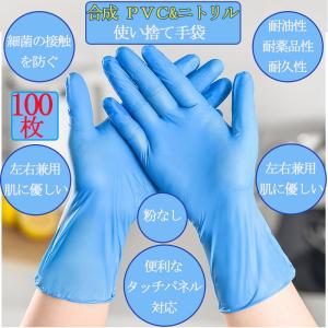 PVC手袋 ブルー パウダーフリー 丈夫な使い捨て手袋 予防対策  ウイルス予防  ゴム手袋 PVCグローブ ビニール手袋 家庭 掃除介護検品用（2セット買うお得）｜ITTストア