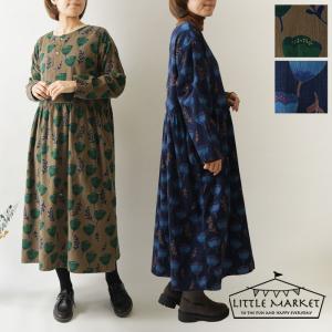 ポイント10倍 ワンピース LITTLE MARKET リトルマーケット コットン ベルフラワー コーデュロイ 2WAY ワンピース  a4807-605-13 レディース 秋 冬 フレア