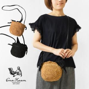10%OFFクーポン かごバッグ レディース Ena Kuam エナクアム ペーパー × レザー 巾着 ミニショルダーバッグ Mini Shoulder Bag 26SKU610 春 夏 斜め掛け 母の日