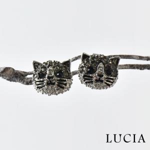 10%OFFクーポン ピアス レディース LUCIA ルチア ラインストーン ネコ 2071 アクセサリー キャッチ イヤリング ラインストーン 猫 アニマル 動物 シルバー｜matilda