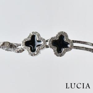 10%OFFクーポン ピアス レディース LUCIA ルチア クローバー ピアス 2073 アクセサリー キャッチ イヤリング ラインストーン シルバー ブラック 黒 ギフト｜matilda