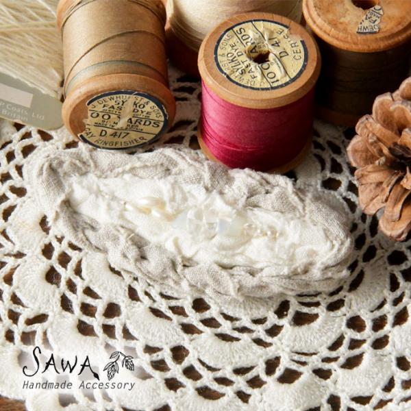 10%OFFクーポン ブローチ レディース SAWA サワ コットン リネン × 天然石 布地モチー...