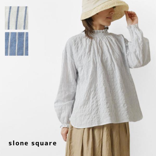 10%OFFクーポン ブラウス レディース slone square スロンスクエア ストライプ ス...