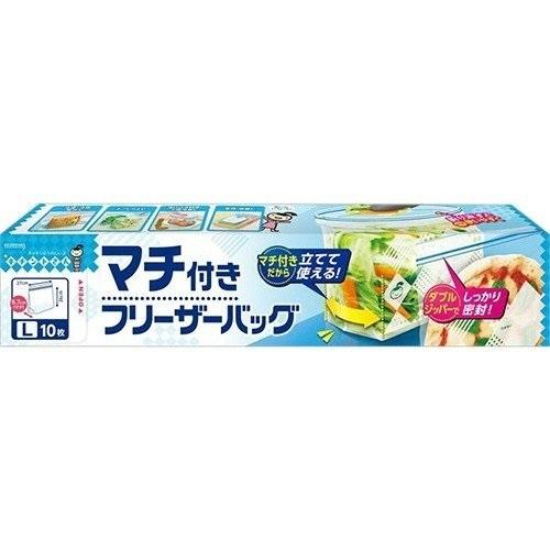 (送料無料)(まとめ買い・ケース販売)クレハ マチ付きフリーザーバッグ Lサイズ（10枚入）（30個...