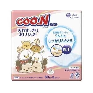 エリエール グーン プラス 汚れすっきり おしりふき 60枚×3コパック/ 大王製紙