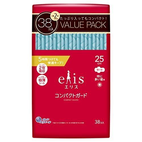 エリス コンパクトガード 特に多い昼用 羽つき 25cm(38枚入) / 大王製紙