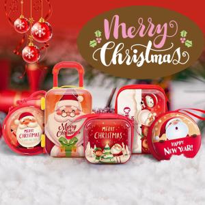 クリスマス 小物入れ ミニ缶ケース 可愛い コレクション サンタクロース 雪だるま 小人 ツリー　チャック　がま口｜matrixs