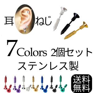 ネジピアス 両耳用 ステンレス 2個セット ねじ 釘 くぎ