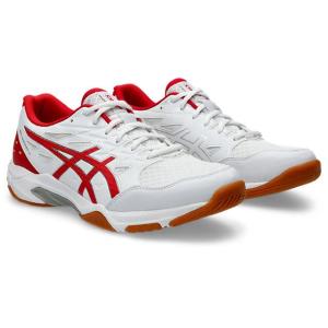 アシックス　ゲルロケット 11　GEL-ROCKET 11　1073A065-100　バレーシューズ　WHITE/CLASSIC RED｜matsubarasports