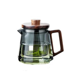 ティーポット 透明 急須 耐熱ガラス 急須 透明 茶ポット木製蓋付き500mL/800mL 大容量 茶こし付き フルーツティー リーフティー 花茶 麦茶 緑茶-茶道道具 伝統工｜matsuda-yonyon-store