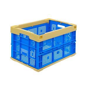 松本産業 折りたたみコンテナ 網目 50L イエロー / ブルー