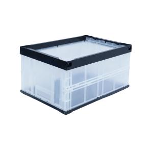 松本産業 折りたたみコンテナ 50L 2面扉付き ブラック / クリア