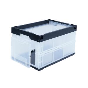 松本産業 折りたたみコンテナ 50L 2面扉付き ブラック / クリア