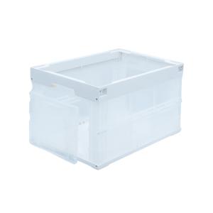 松本産業 折りたたみコンテナ 50L 2面扉付き ホワイト / クリア