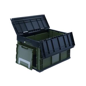 50L フタ付き 折りたたみコンテナ 1面扉付き 松本産業 折りたたみコンテナ フタ付き 50L 1面扉付き ブラック