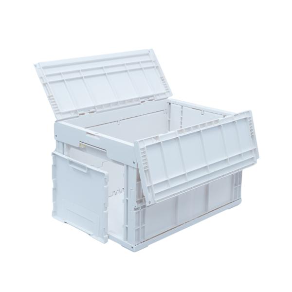 松本産業 折りたたみコンテナ フタ付き 50L 1面扉付き ホワイト ( CWCF50IV ) カー...