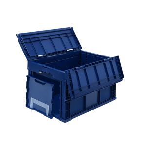 松本産業 折りたたみコンテナ フタ付き 50L 1面扉付き カーキ / クリア