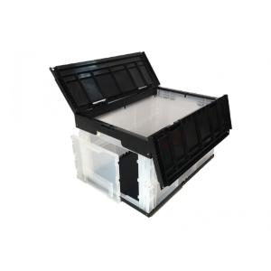 松本産業 折りたたみコンテナ フタ付き 50L 前後2面扉付き ブラック