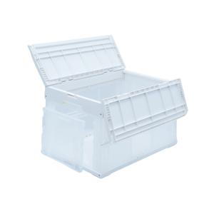 松本産業 折りたたみコンテナ フタ付き 前後2面扉付き ホワイト