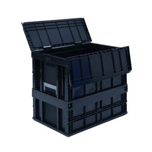 松本産業 折りたたみコンテナ フタ付き 150L ブラック ( F150BL