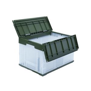 松本産業 折りたたみコンテナ フタ付き 50L 1面扉付き ブラック