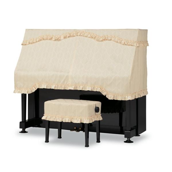 吉澤　ハーフカバー（ピアノケープ）　PC-690CI　アイボリー　音符＆ロープ柄　※ピアノ椅子カバー...