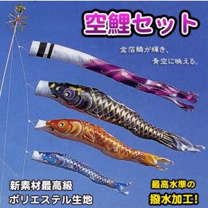 3m ゴールド 鯉のぼり アルミポール付 庭園セット 打込み杭式