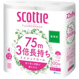 日本製紙クレシア スコッティフラワーパック３倍長持ち４Ｒ ダブル 無香 ７５ｍ