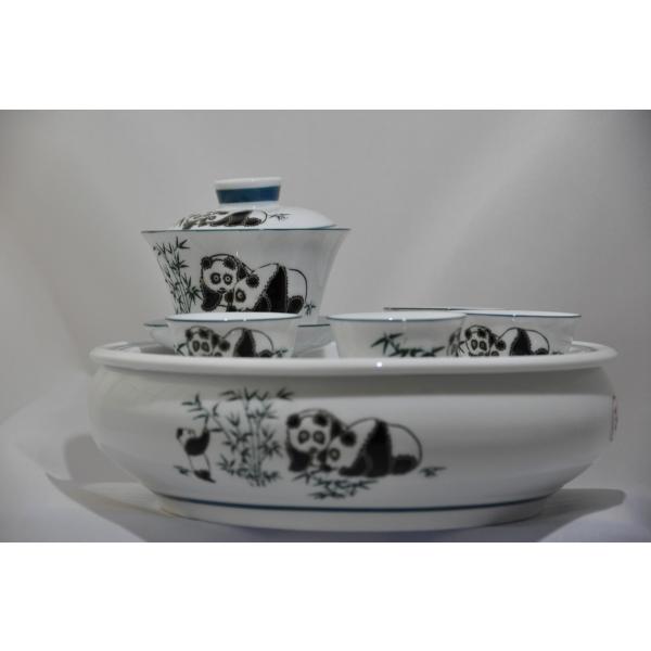 パンダ蓋碗セット 手彫り-中国茶を楽しむ為の必要道具