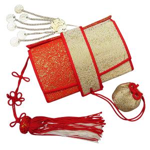 箱せこ 筥迫 はこせこ 単品【御所車と花・朱赤】七五三 女の子 箱せこ 筥迫 はこせこ 単品【御所車と花・朱赤】七五三 女の子
