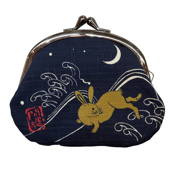 開運亭 招福 がま口 ３．３寸 波うさぎ 小銭・小物入れ 日本製