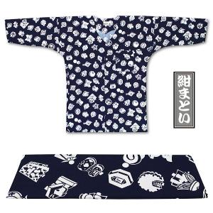 東京江戸一・紺まとい（柄）０号サイズ（８５）〜３号サイズ（１１５）子供鯉口シャツ単品