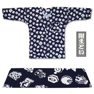 東京江戸一・紺白まとい（柄）特大サイズ（LL）女性専用鯉口シャツ