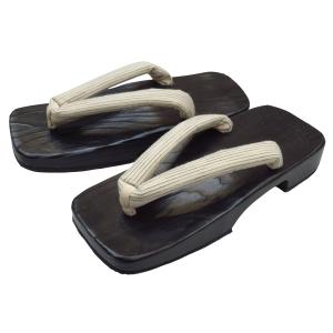 メンズ下駄 新品 日本製 桐 鼻緒麻 ベージュ 市松柄 鼻緒茶 AS21