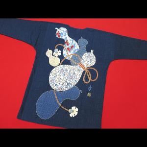 ひょうたん・瓢箪（藍調むら染め・藍紺）義若 大人鯉口シャツ :iroha-032:祭屋 そなみ呉服店 - 通販 - Yahoo!ショッピング